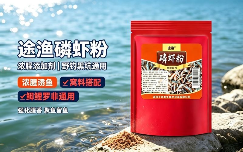途渔磷虾粉，钓鱼专用浓腥饵料添加剂，野钓、黑坑场景通用