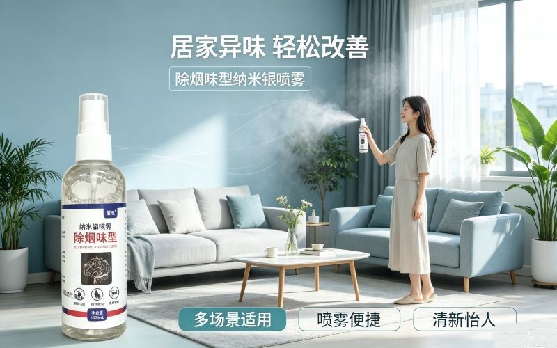 室内烟味难闻怎么办?蔚澳除烟味纳米银喷雾,改善烟味油烟异味