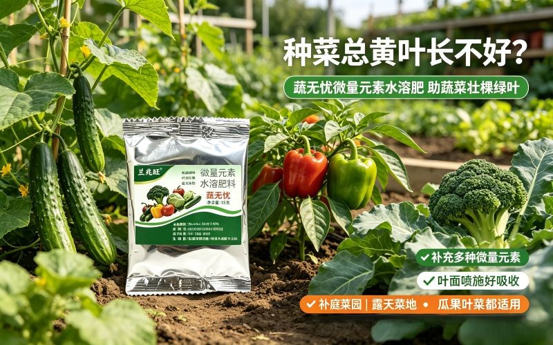 种菜总黄叶长不好?蔬无忧微量元素水溶肥帮蔬菜壮棵绿叶