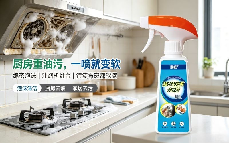 厨房重油污难清理?这款泡沫清洁剂,一站式搞定家居污渍