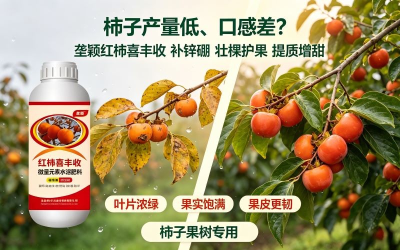 柿子果面差口感淡，补充锌硼元素，果子品质大提升