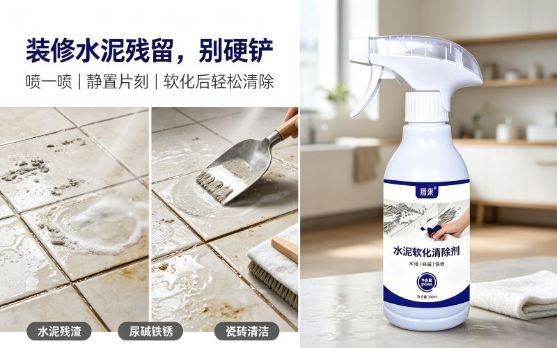 装修后瓷砖难清理？这款水泥清洗剂，轻松去除残留水泥、铁锈、尿碱