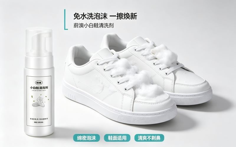 免水洗小白鞋清洗剂,泡沫一擦焕新小白鞋