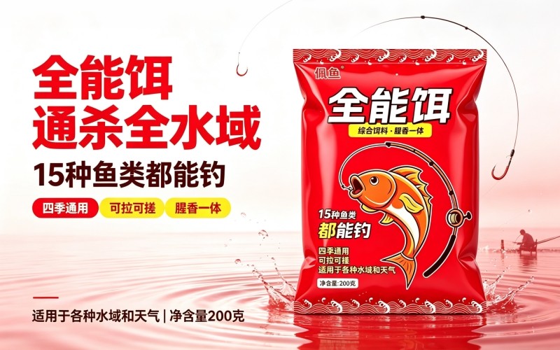 野钓选饵不用愁!佩鱼全能饵,腥香通杀全水域,四季好上鱼