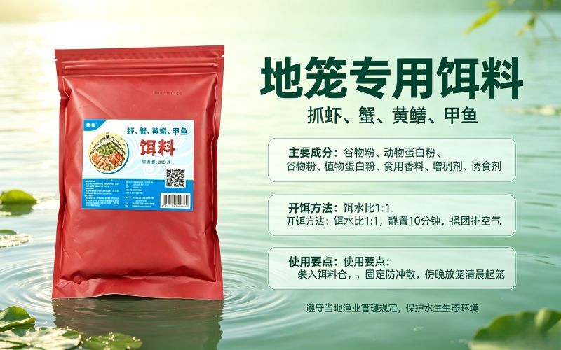 地笼专用饵料,抓虾蟹黄鳝甲鱼,野钓实用技巧