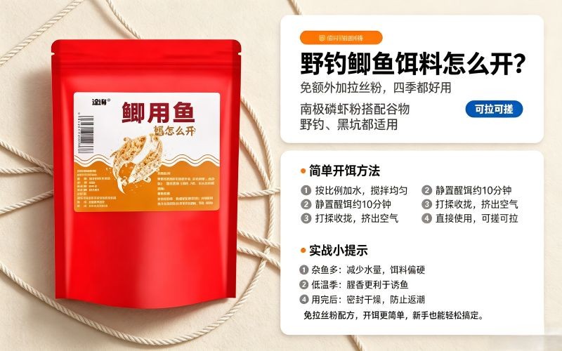 野钓鲫鱼饵料怎么开？不用额外加拉丝粉，四季都好用