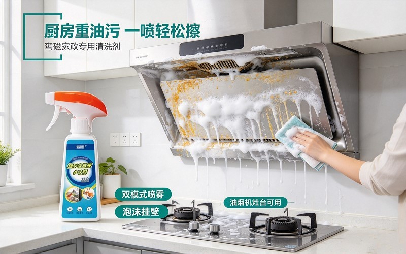 鸾磁家政专用清洗剂,厨房重油污轻松瓦解