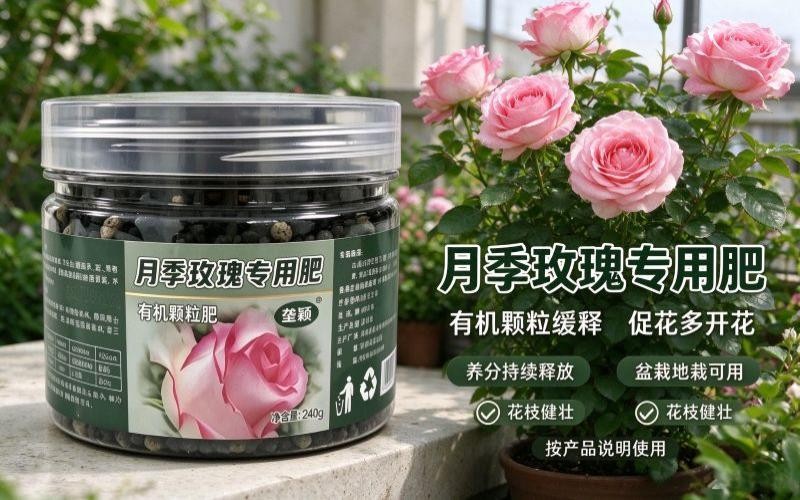 月季玫瑰专用有机颗粒肥,养好月月开花的玫瑰月季