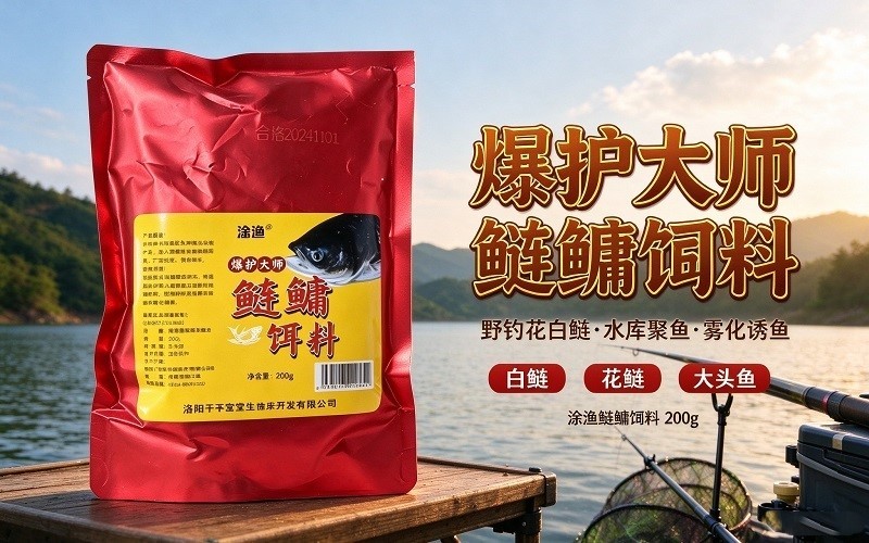涂渔爆护大师鲢鳙饵料 野钓花白鲢钓鱼饵