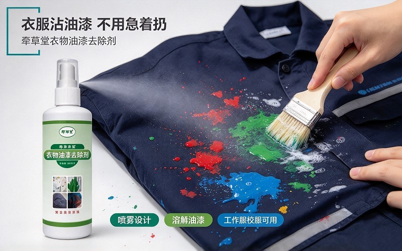 牵草堂衣物油漆去除剂,衣服沾油漆不用扔,轻松溶解不伤面料