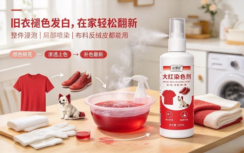 旧衣别扔!法姆尼大红染色剂,轻松翻新褪色衣物