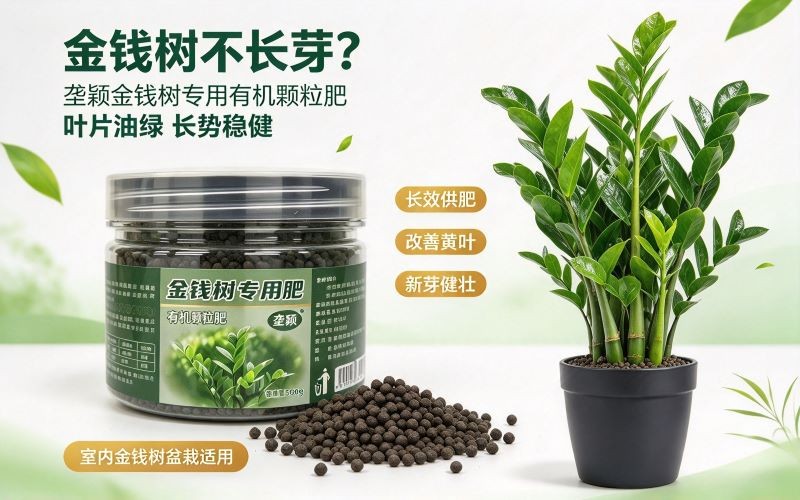 金钱树叶片发黄不长芽?试试这款专用有机颗粒肥