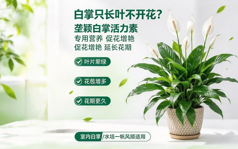 白掌只长叶不开花?白掌活力素,促花增艳延长花期