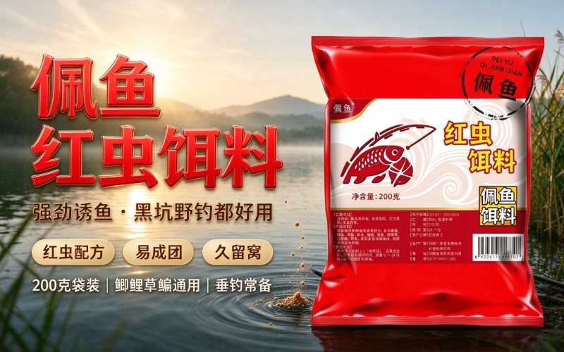佩鱼红虫饵料|浓腥诱鱼,四季野钓鲫鲤好饵料