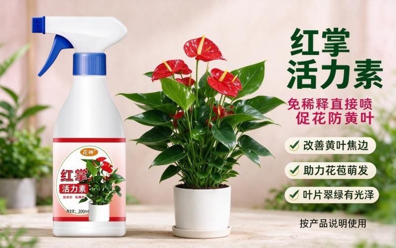 红掌叶尖发黄焦枯,活力素轻松救回来