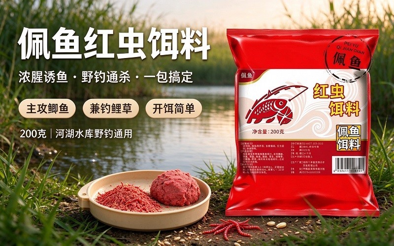 佩鱼红虫饵料野钓鲫鱼鲤鱼通用浓腥鱼饵 200g 一包搞定钓鱼饵